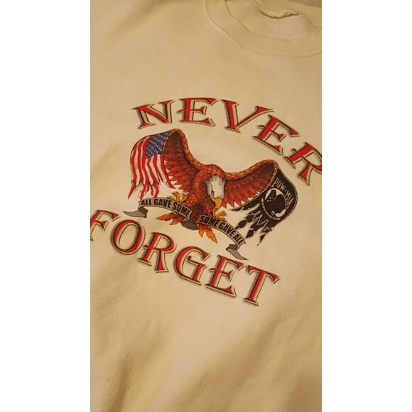 Never Forget patriotic crewneck sweatshirt medium USA military POW MIA - Picture 3 of 7
